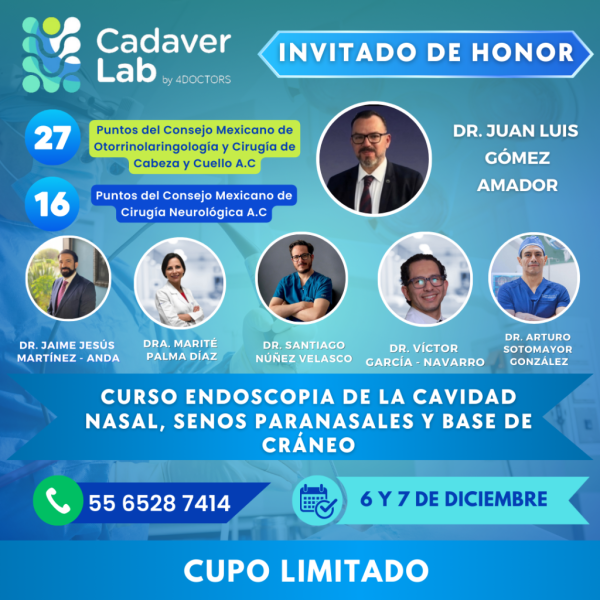 Medical Observer Presencial Curso Endoscopia de la Cavidad Nasal, Senos Paranasales y Base del Cráneo 6 y 7 Diciembre 2024