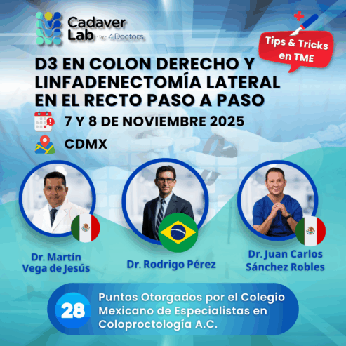 Medical Observer D3 en Colon Derecho y Linfadenectomía Lateral en el Recto Paso a Paso. tips & tricks en TME 7 y 8 de Noviembre 2025