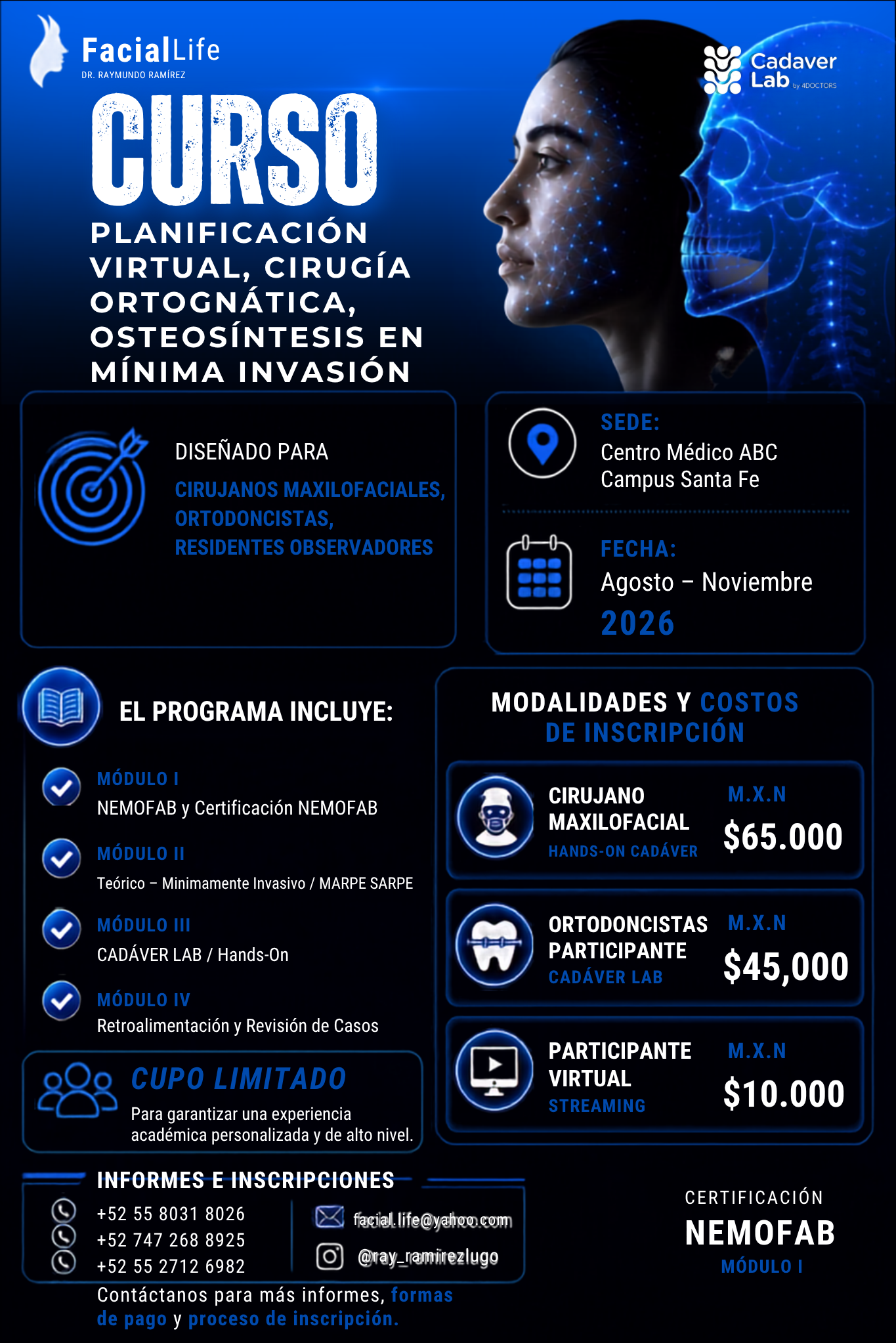 Planificación virtual, cirugía ortognática, osteosíntesis en mínima invasión